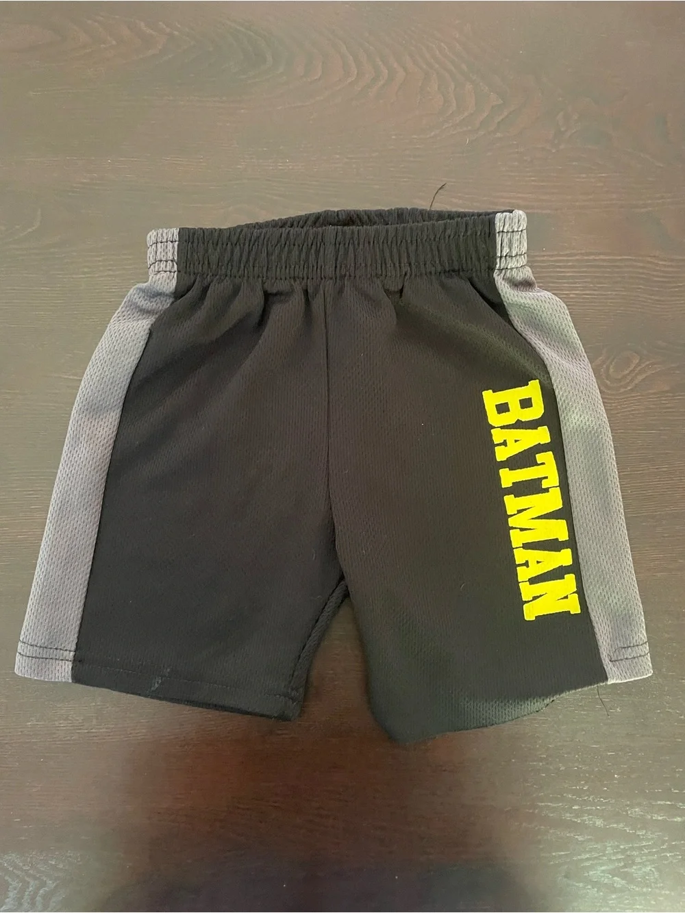 Batman Boys Black Shorts with Yellow Logo and Gray Panels